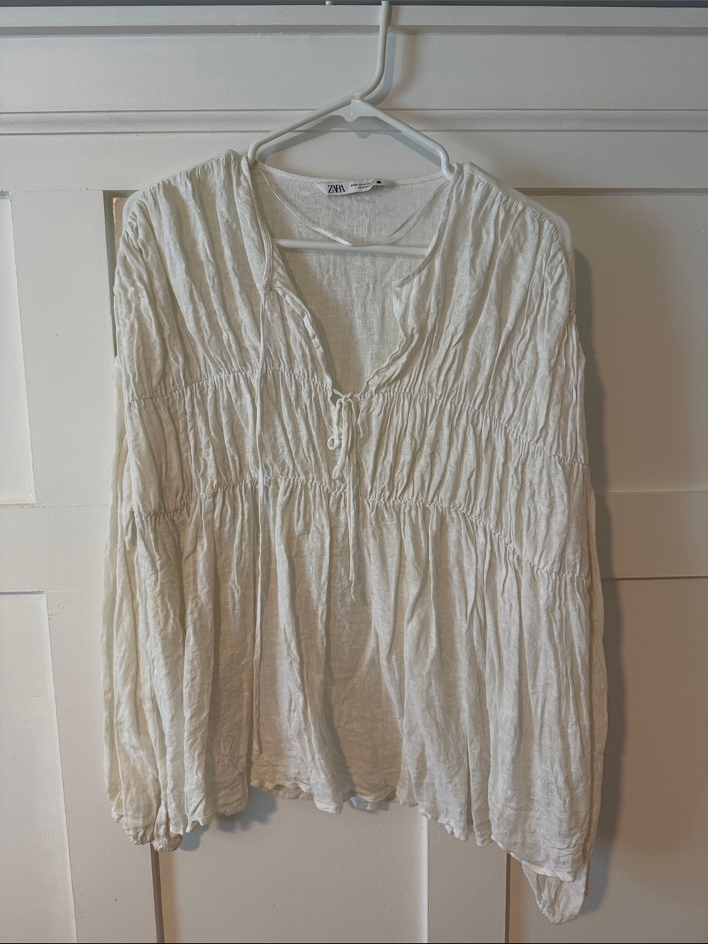 NWOT Zara Linen Peasant Tunic Blouse - size M